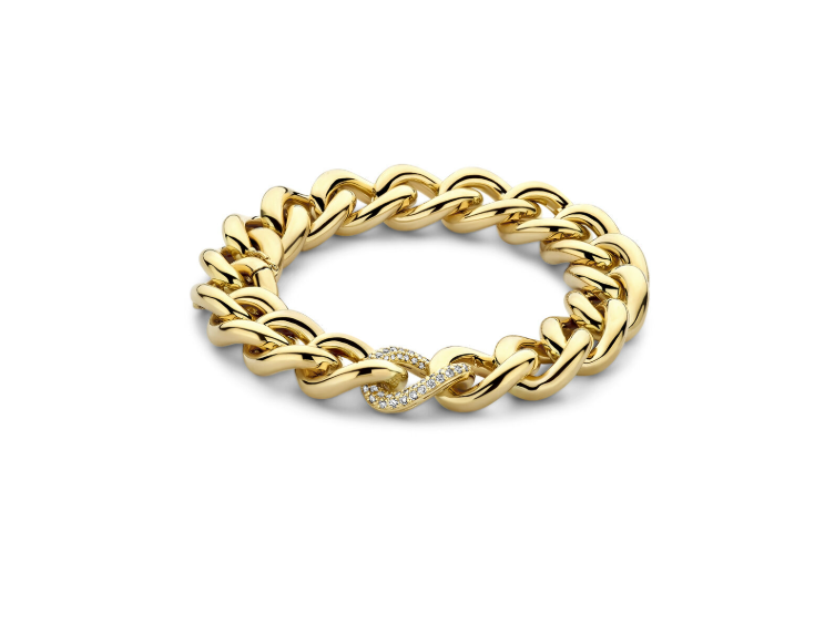 14krt gouden armband diamant gourmette 13,5 mm 20 cm 0.67ct h si